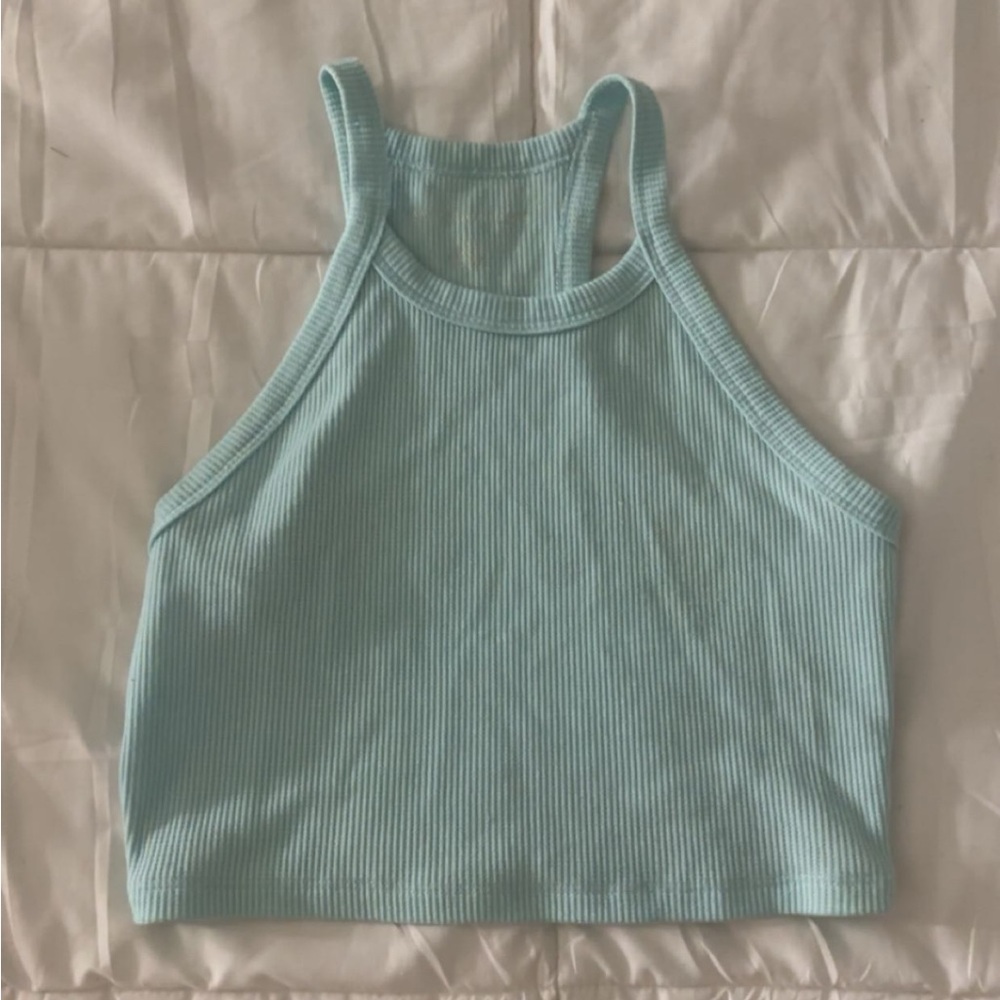 light teal Ribbed Tank Top